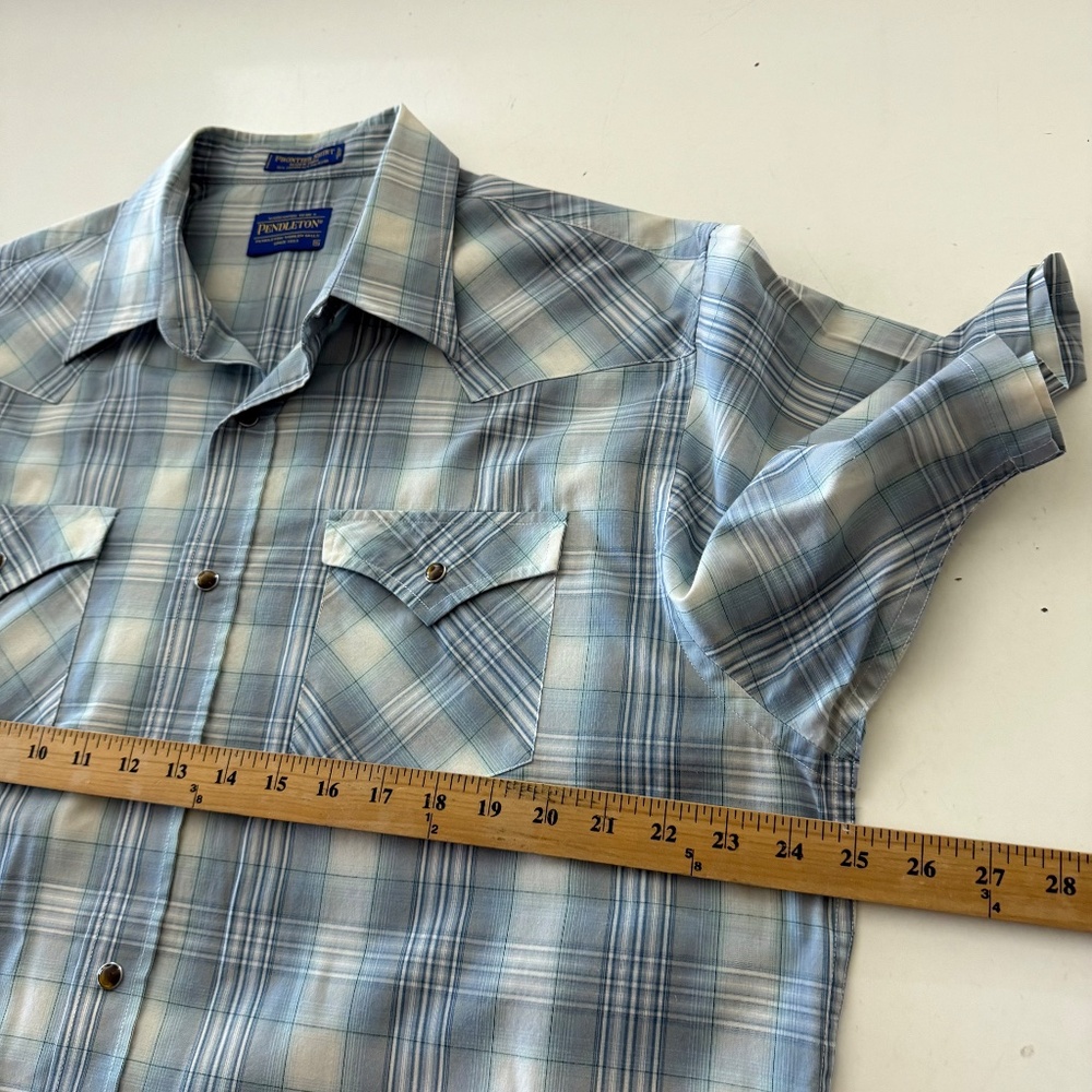 Pendleton Frontier Light Blue Plaid Polyester Ble… - image 5